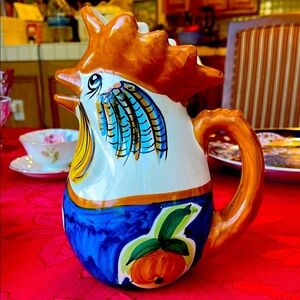 Colorful Vietri Rooster Ceramic chicken Pitcher